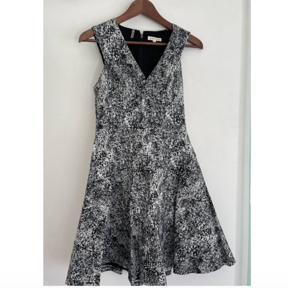 Rebecca Taylor Black & White Sleeveless Textured Fit & Flare Dress | Size 6